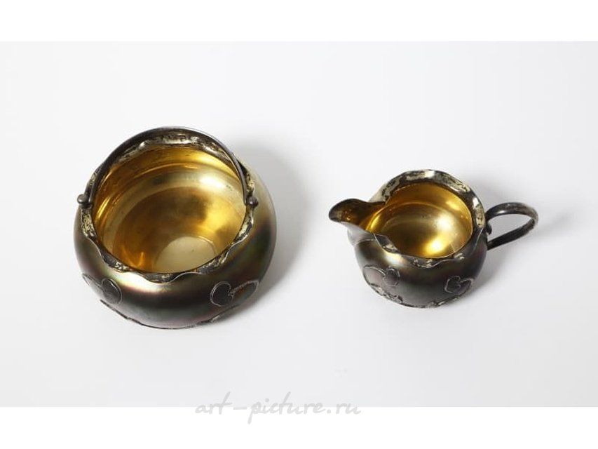 Серебряные сахарница и молочник. Россия, 1899-1908 гг.