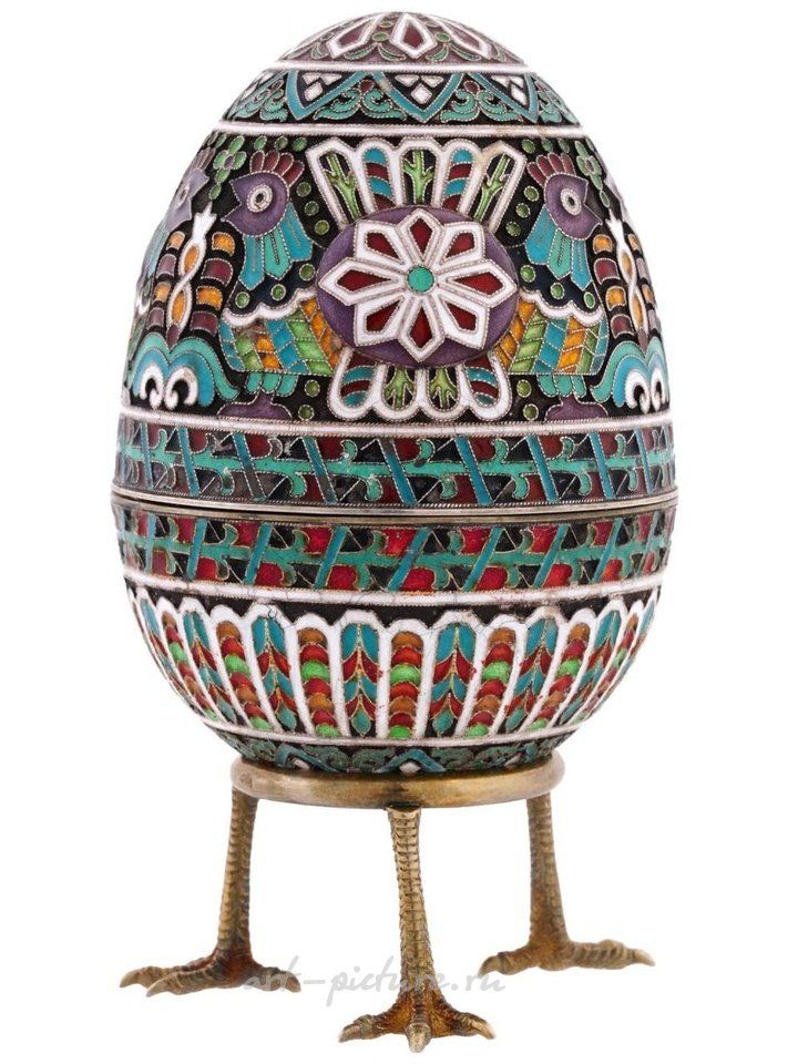Russian silver , RUSSIAN GILT SILVER ENAMEL AMETHYST EGG CASKET