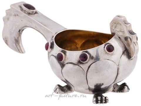 Русское серебро, Русская серебряная чаша с фигурными камнями лазурита