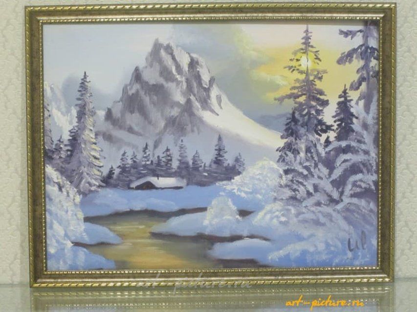 Домик в горах холст, масло