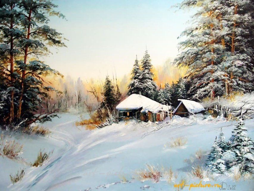 Зимнее утро масло,холст