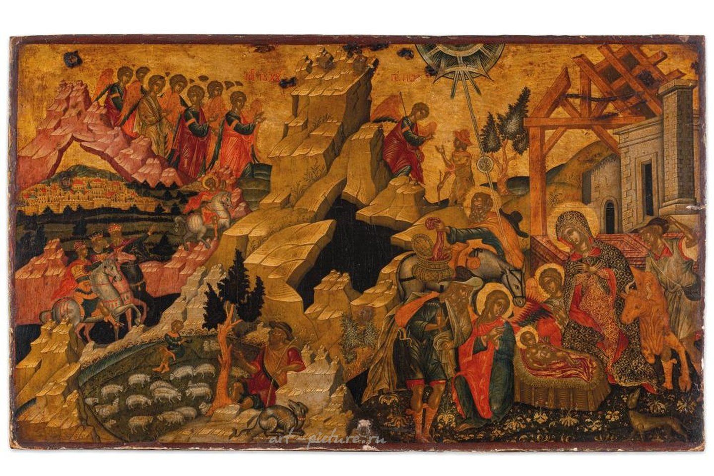 Russian silver , VENETO-CRETESE ICON DEPICTING THE ADORATION OF THE MAGI AND THE ...