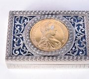 Антикварная русская серебряная монетная шкатулка. 40 грамм. 6,5 см x 2,5 см...