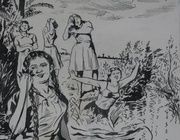 Иллюстрация "Молодая гвардия". бумага. тушь. 32 х 25 см.