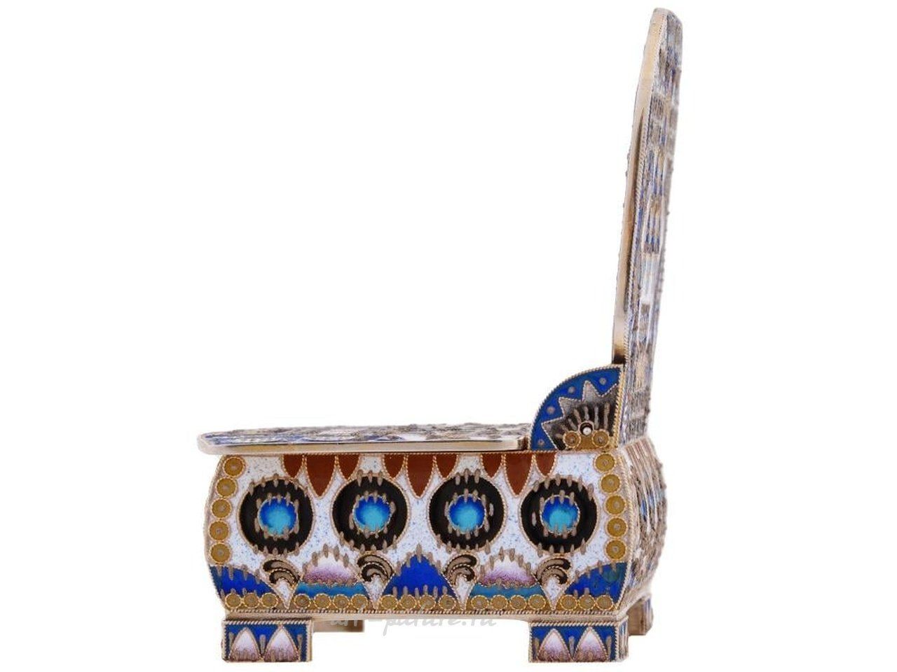 Russian silver , RUSSIAN 84 GILT SILVER ENAMEL SALT CELLAR THRONE