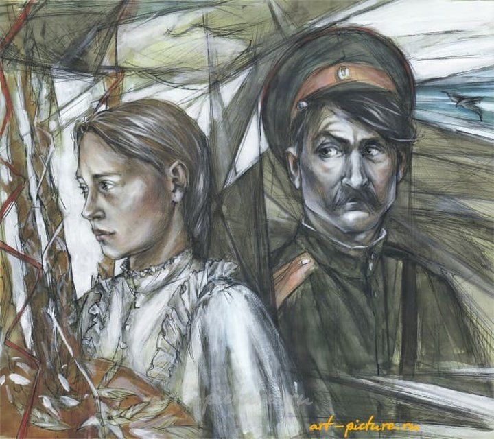"Сватовство" из серии "Казачья Слава" акварель, тушь, белила, тонированная бумага