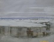 Пейзаж у реки. Акварель. 58 х 74 см.