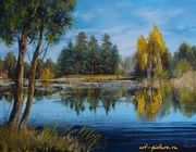 Лесное озеро масло,холст