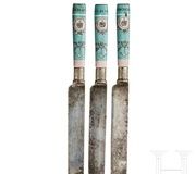 Three knives with porcelain handles from the Royal Vienna service.