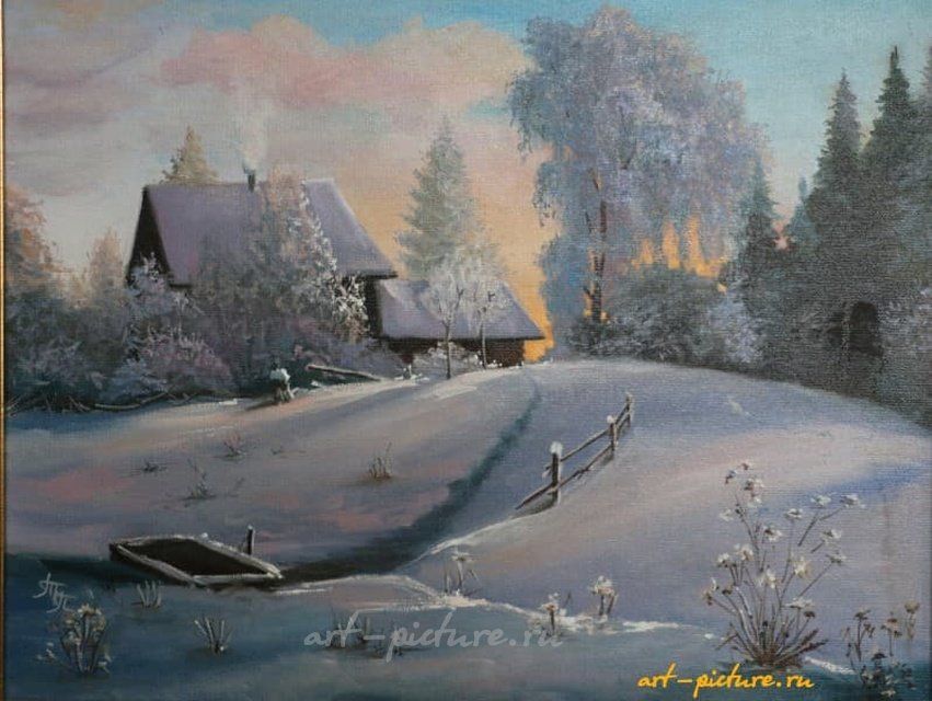 Зима холст, масло