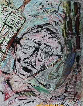 купить Portrait of a New Yorker | Ньюйоркер Pencil, pastel and ink on paper | Карандаш, пастель, тушь, бумага 