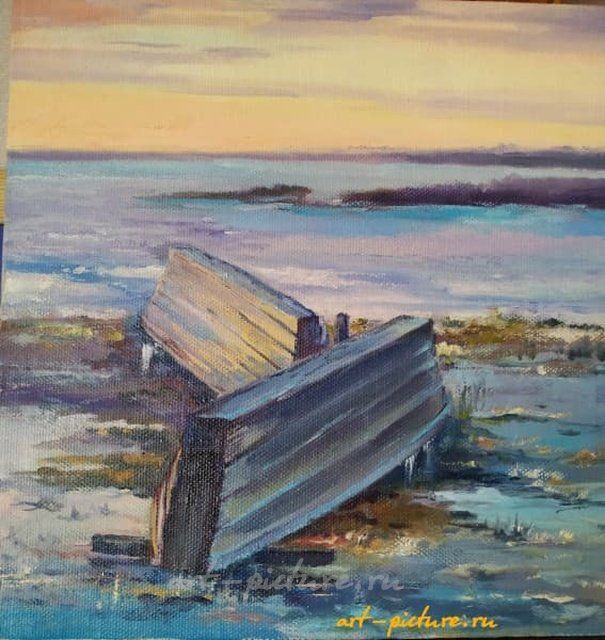 Дривята. Закат. Масло, холст 