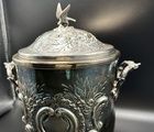 купить Серебряная ваза для льда (лёдница), двустенная со стеклянной термосной колбой . Арт нуво.