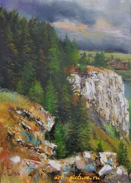 Вид с горы масло,холст