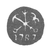 Городское клеймо Ленинграда 1776-1825 гг. "Два якоря и скипетр с датой"