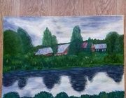Домики на берегу Ингоды масло,холст 