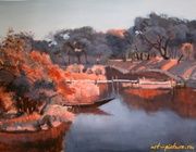 На закате. масло, холст