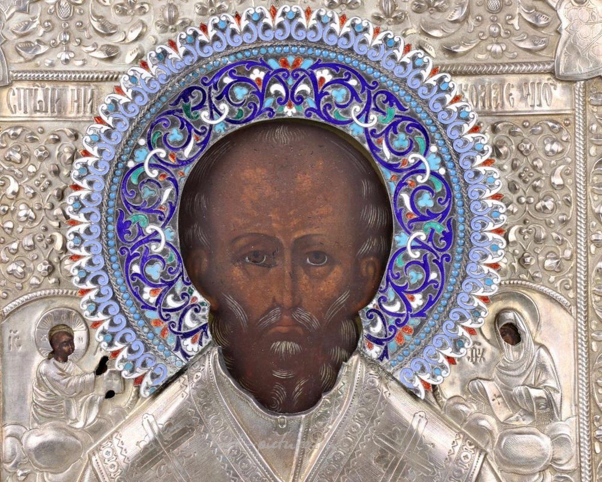 Русское серебро , Икона святого Николая Чудотворца. Егорнов Семен
