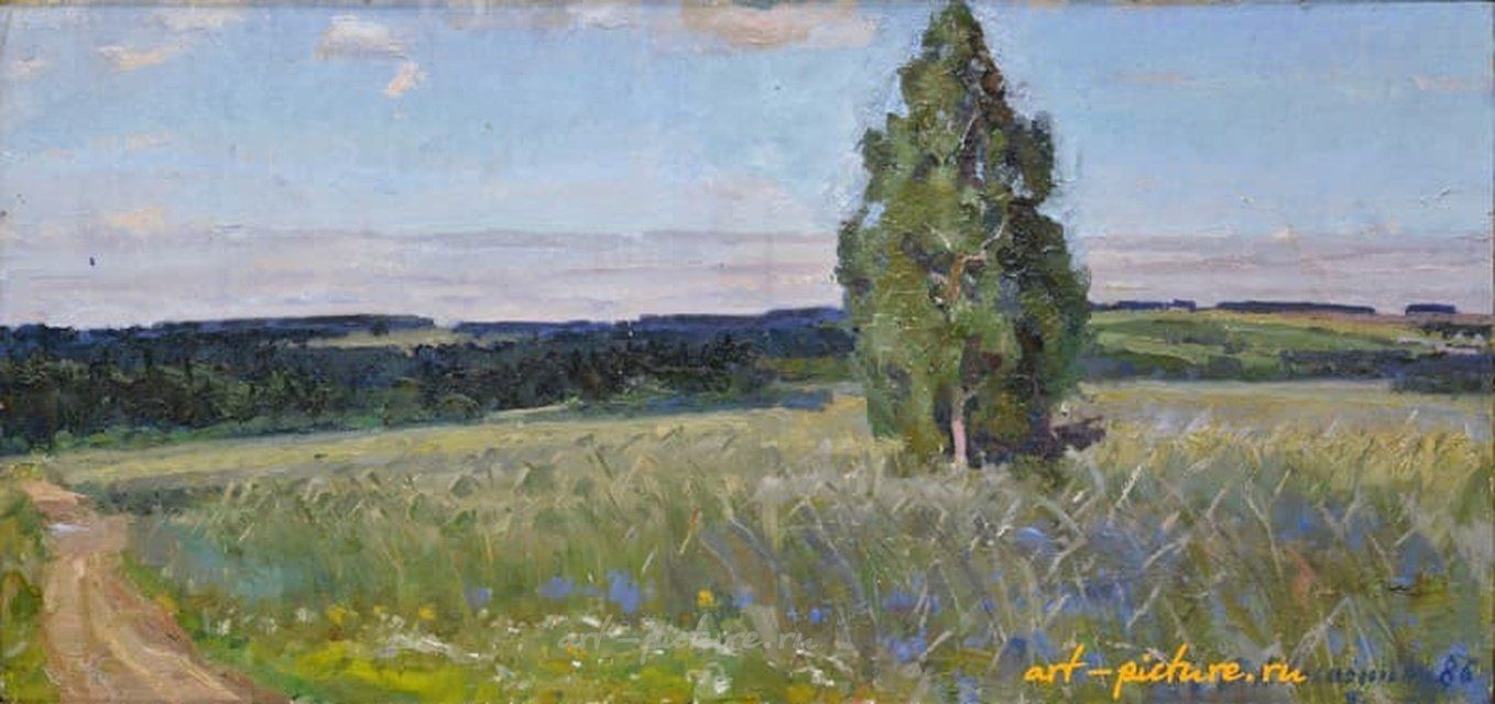 Ржаное поле. картон, масло
