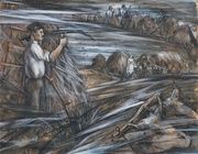 "Сенокос" из серии "Казачья Слава" акварель, тушь, белила, тонированная бумага 
