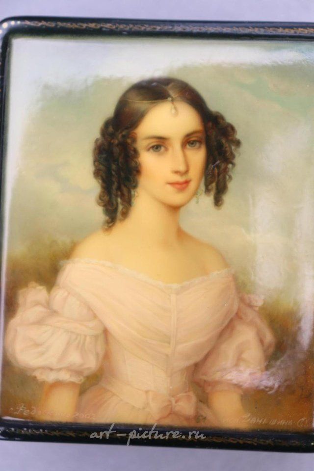 Русское серебро , Наталья Пушкина-Гончарова (1812-1863), русская лаковая миниатюра Федоскино