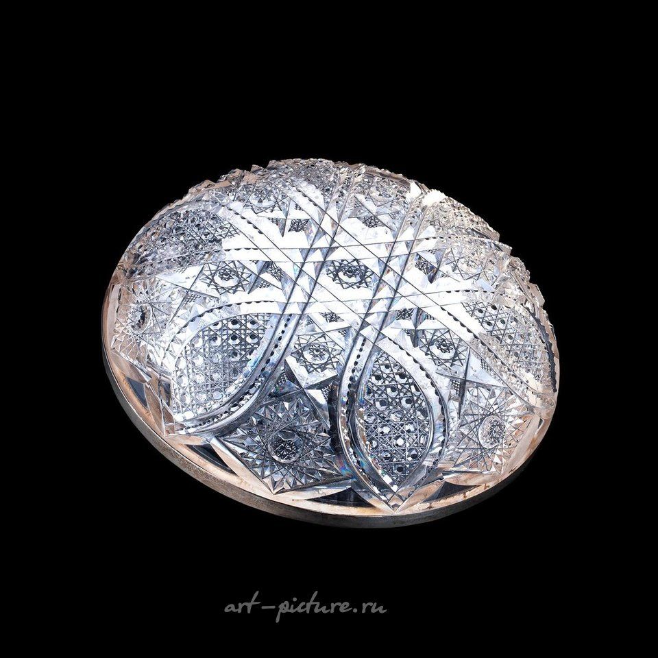 Русское серебро , Редкая русская ваза из литого серебра и граненого хрусталя с птицей Глухарь.