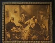 Игристое шампанское гравюра на натуральной коже 