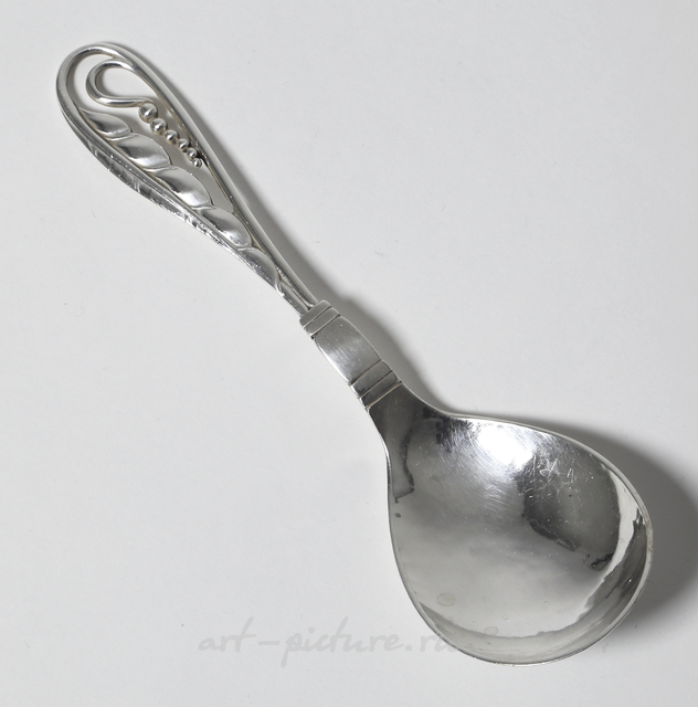 Сервировочная ложка, Georg Jensen, 38 гр, 830 пр, 15,3 см
