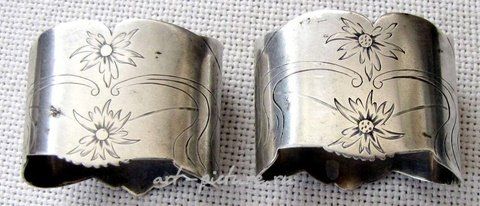 Русское серебро, Пара овальных колец для салфеток из позолоченного серебра
