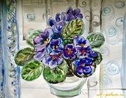 фиалка бумага, акварель 