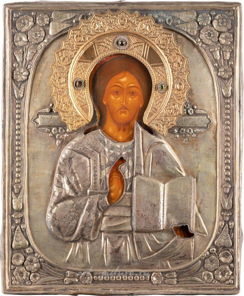 Русское серебро , БОЛЬШАЯ ИКОНА С ИЗОБРАЖЕНИЕМ ХРИСТА ПАНТОКРАТОРА