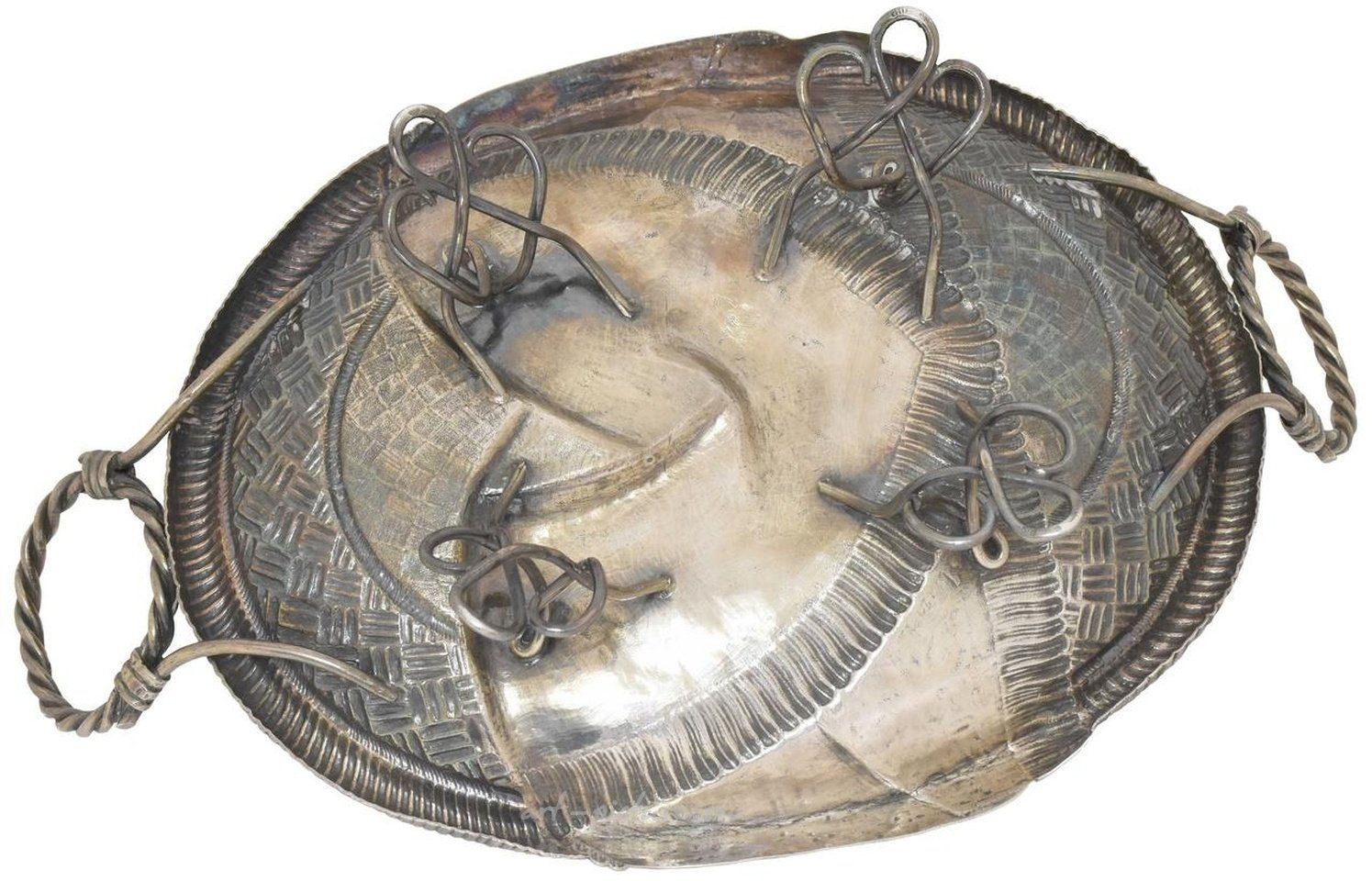 Русское серебро , Серебряная русская тарелка "Корзина с рушником"