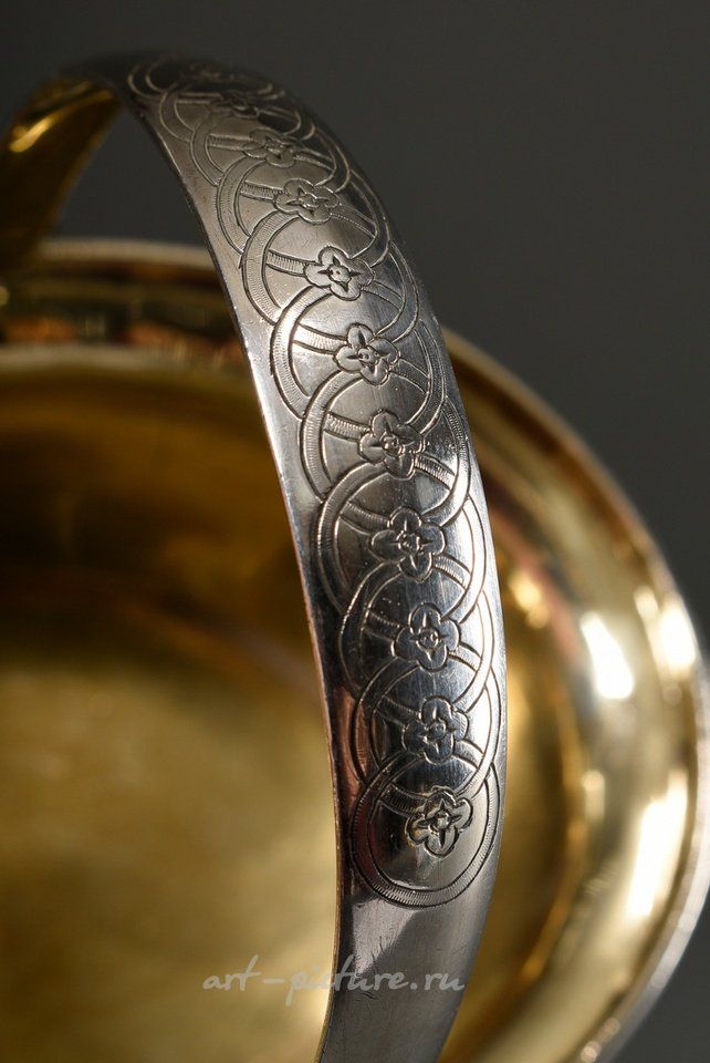 Русское серебро , Овальная русская сахарная корзинка
