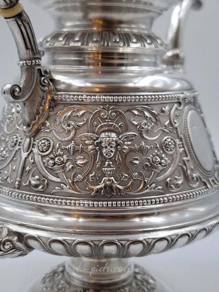 Russian silver , 19TH C. IMPERIAL RUSSIAN STERLING SILVER 84 TEA SET, 3,300 G...