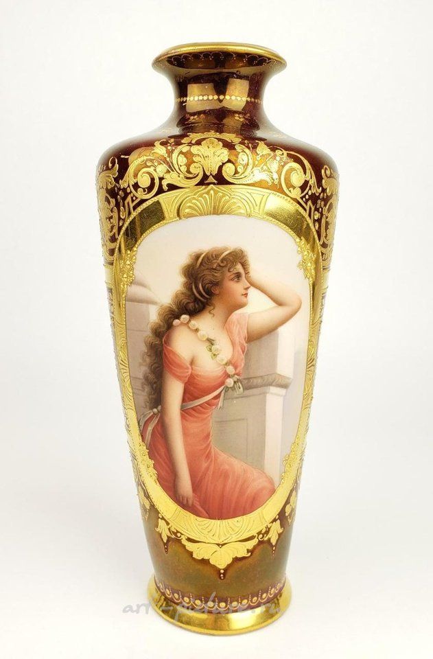 Royal Vienna Porcelain , 19th C. Royal Vienna Vase Signed Wagner