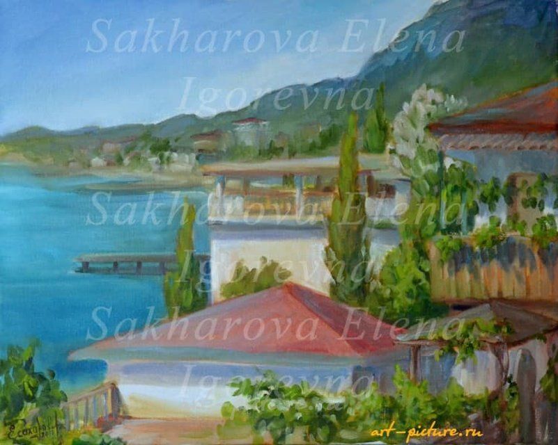 Город у моря холст, масло