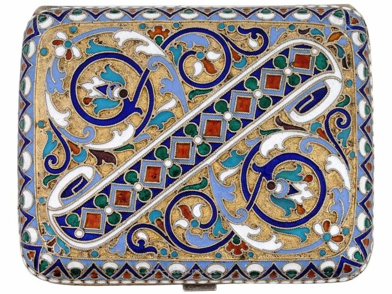 Русское серебро , Портсигар из русского позолоченного серебра
