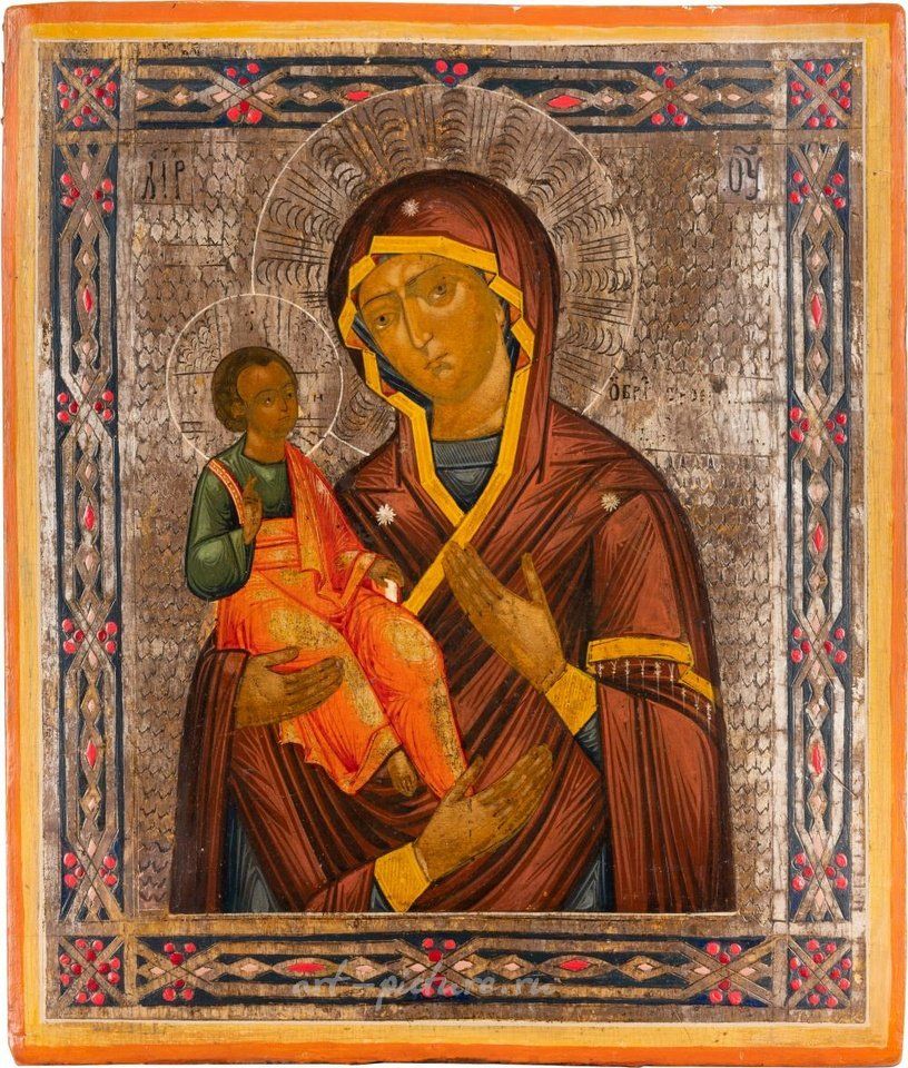 Русское серебро , ИКОНА, ИЗОБРАЖАЮЩАЯ русскую ТРЕХРУКУЮ БОЖЬЮ МАТЕРЬ