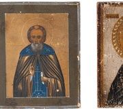 ДВЕ МИНИАТЮРНЫЕ ИКОНЫ, ИЗОБРАЖАЮЩИЕ СВ. СЕРГИЯ РАДОНЕЖСКОГО И СВ.
