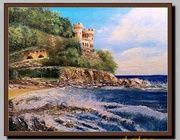 Остров. масло, холст на картоне, мастихин 