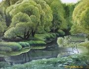 Пейзаж с рыбаком Масло,холст 