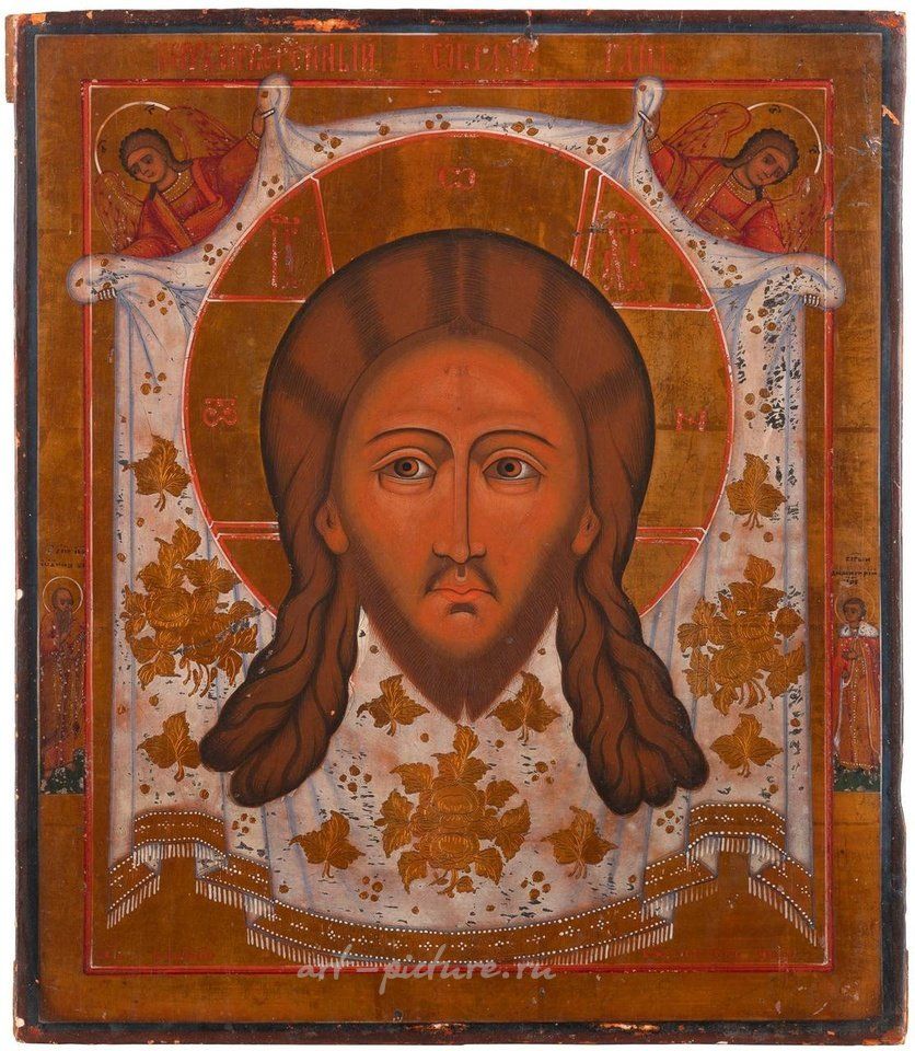 Русское серебро , Икона "Мандилион" русская, Гуслицы, 19 век