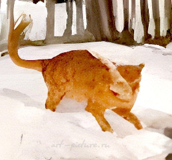 Весна. Этюд с кошкой. ДВП, масло. 41 х 57 см.