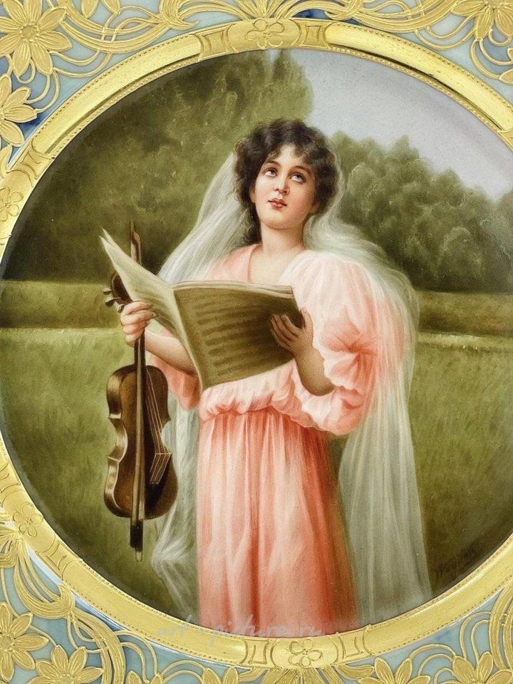 Royal Vienna Porcelain , 19TH C. ROYAL VIENNA PLATE SIGNED WAGNER