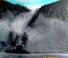 Статуэтка Туман в горах масло холс…