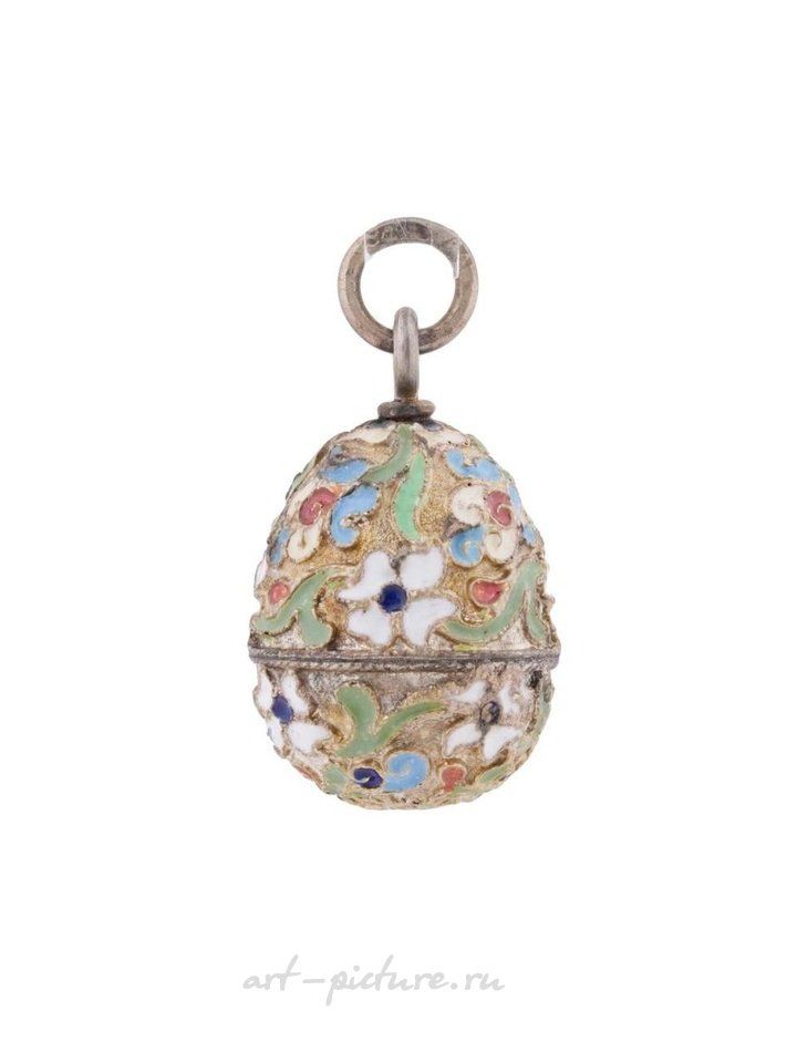 Russian silver , RUSSIAN SILVER GILT CLOISONNE ENAMEL EGG PENDANT