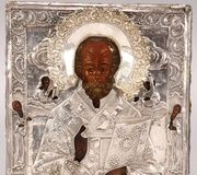 Русская серебряная и эмалевая икона