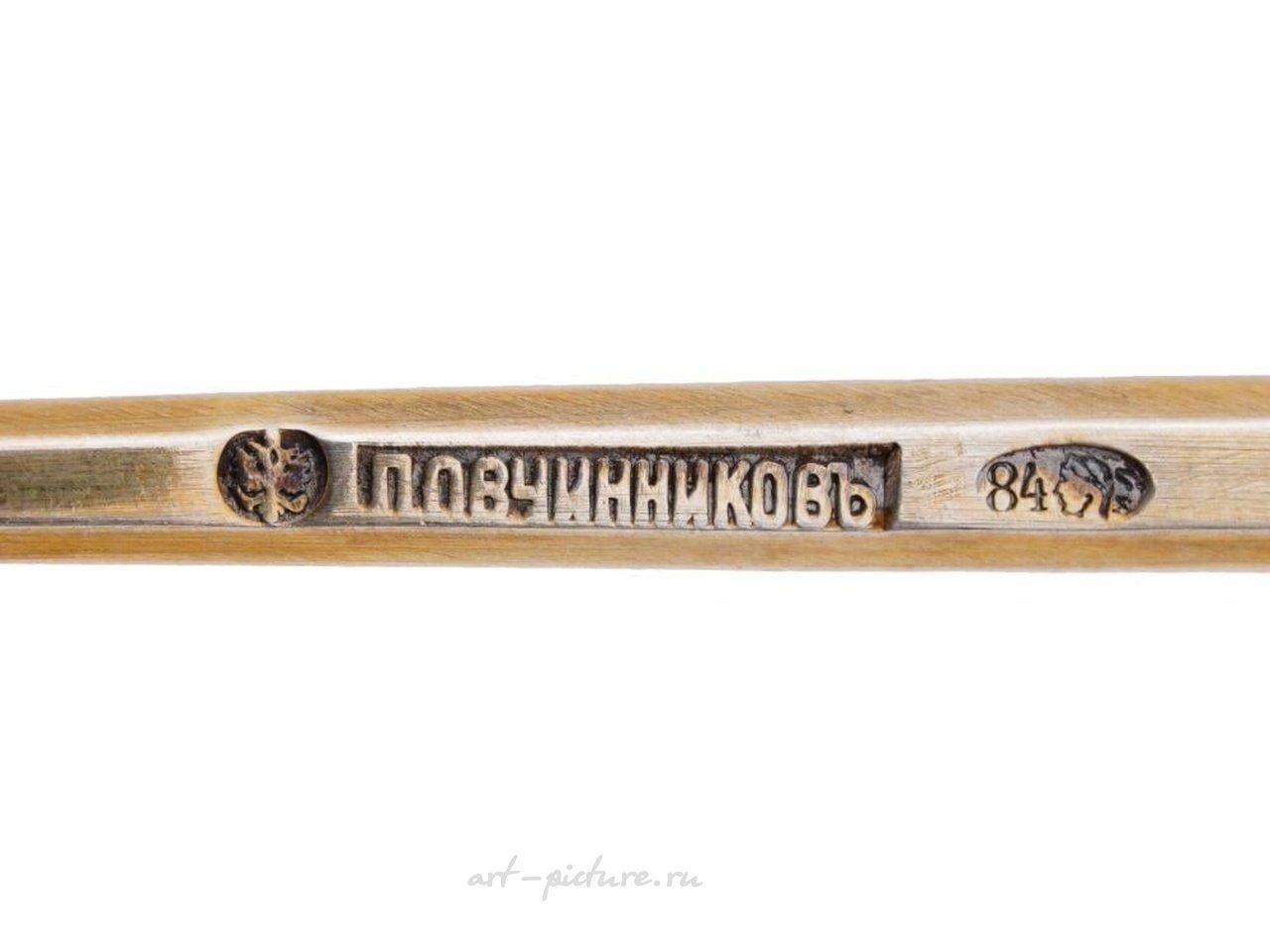 Русское серебро , Серебряные чайные ложки с позолотой и эмалью в технике клоизонне