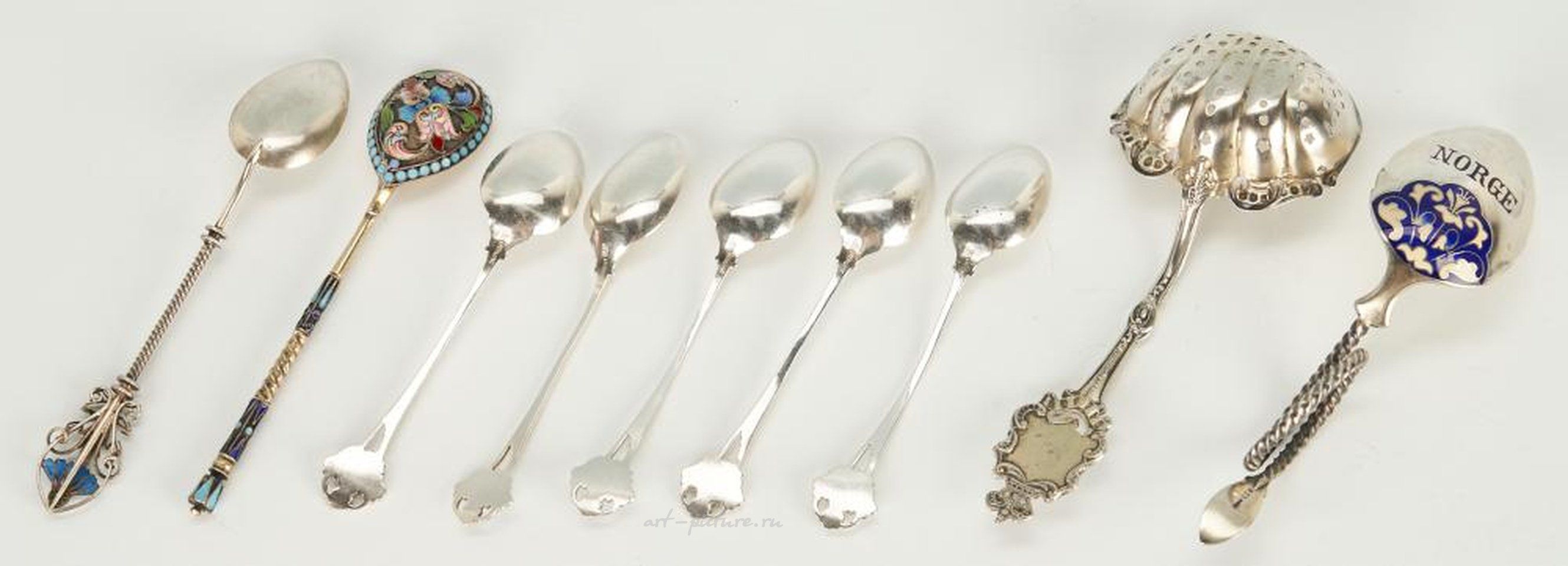 Russian silver , 6 pcs. Assorted Sterling Silver, including David-Andersen Enameled &...